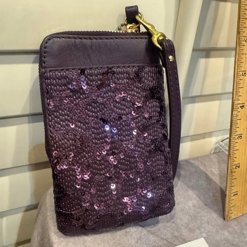 Coach Purple‎ Sequin Wristlet Purple Sequin Coach Camera Case/Wristlet